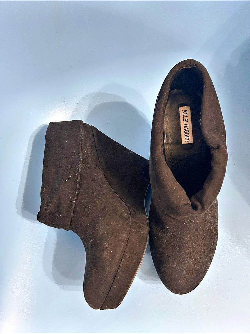 Kelsi Dagger Wilma Foldover Wedge Bootie Charcoal Black